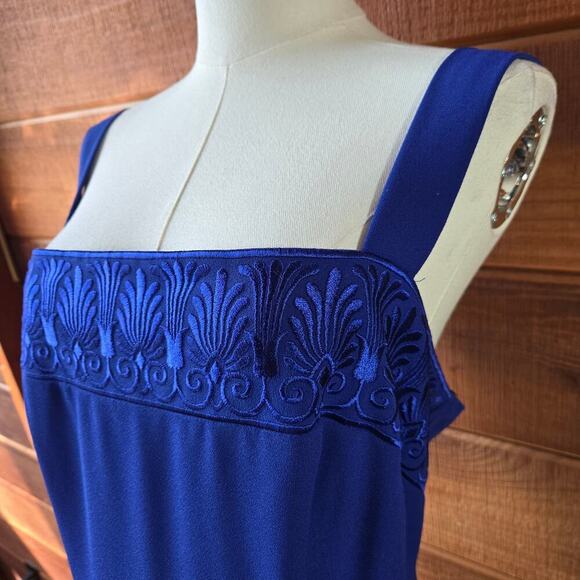 Ursula of Switzerland VTG 90s Blue Embroidered Dress 16 Gown Prom Regency USA - Picture 3 of 12